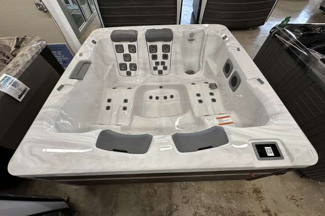 Bullfrog Spa in a showroom.