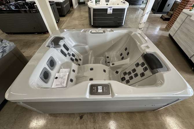 Bullfrog Spa in a showroom.