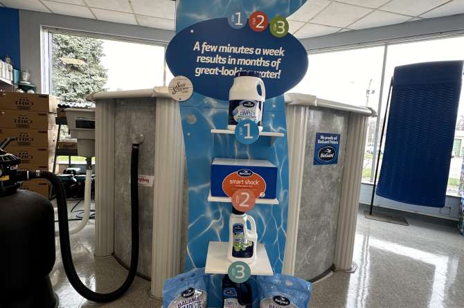 Three step program store display.