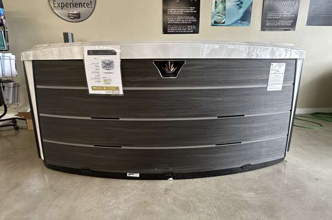 A Crown series spa indoor product showcase.