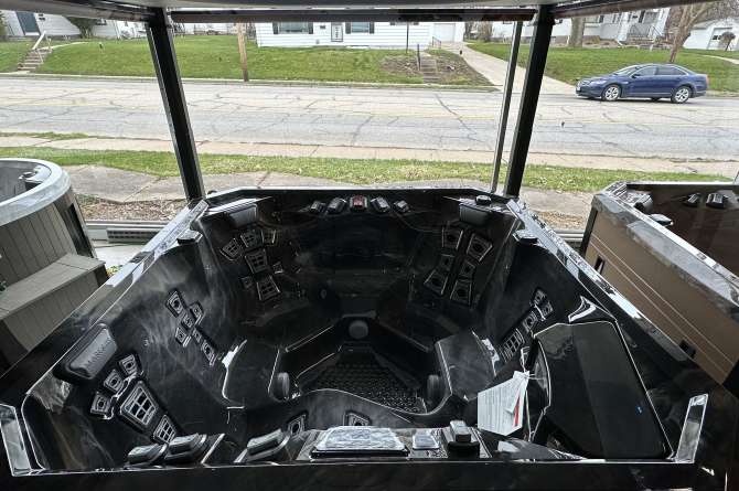 A Vector 21 series spa with a close up view of the spas details.