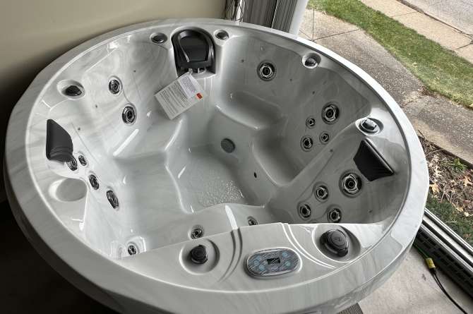 Monaco Celebrity Spas with a top down interior view showcasing the hardware.