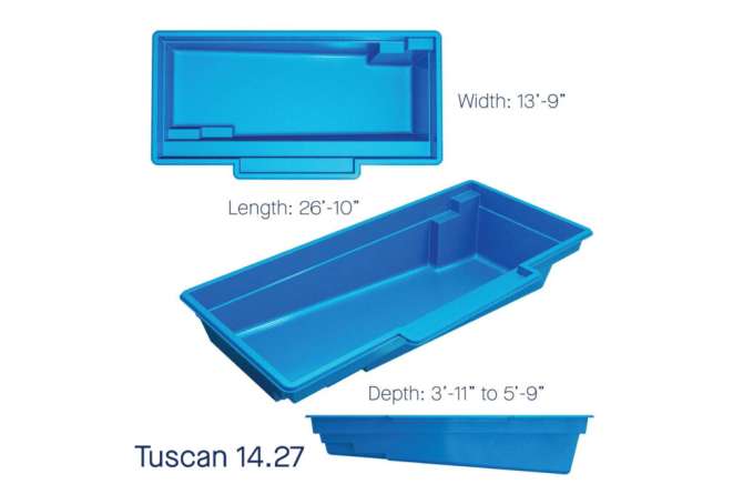 Tuscan Fiberglass Pool Specs sheet.