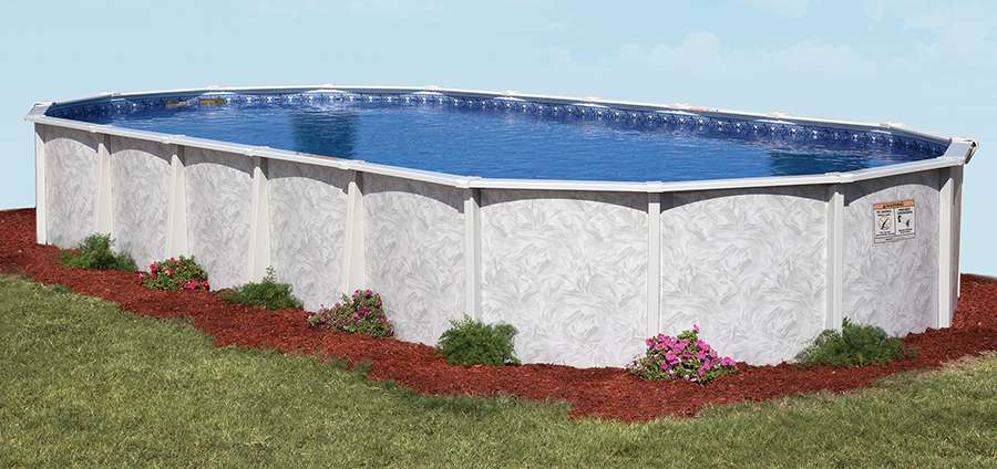 A doughboy Summerville pool being showcased in a beautiful backyard.